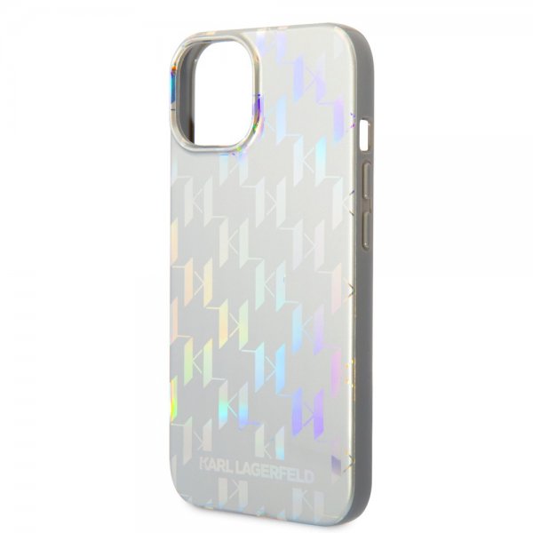 Karl Lagerfeld iPhone 14 Plus Deksel Monogram Iridescent Sølv