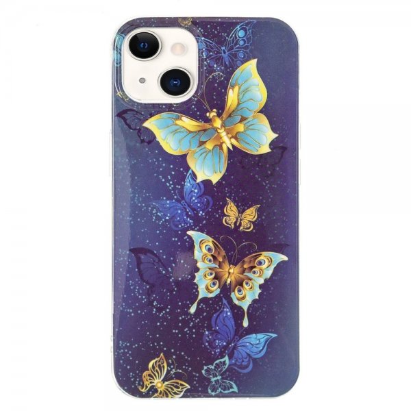 iPhone 14 Plus Deksel Motiv Guldiga Sommerfugler
