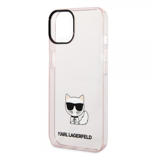 Karl Lagerfeld iPhone 14 Plus Deksel Printed Choupette Transparent Rosa