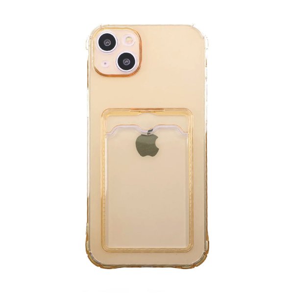 iPhone 14 Plus Deksel Kortholder Støtsikker Gul