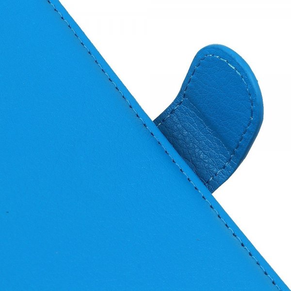 iPhone 14 Pro Etui Litchi Blå