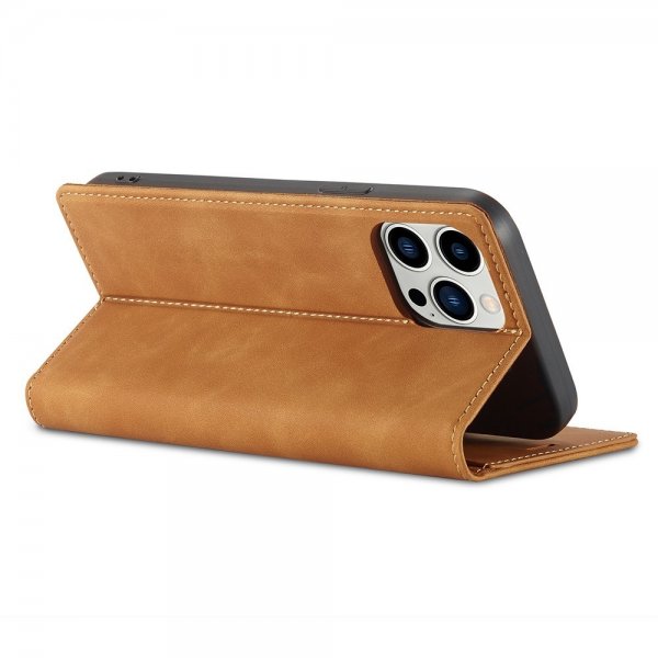 Lc.Imeeke iPhone 14 Pro Etui med Kortlomme flipp Brun