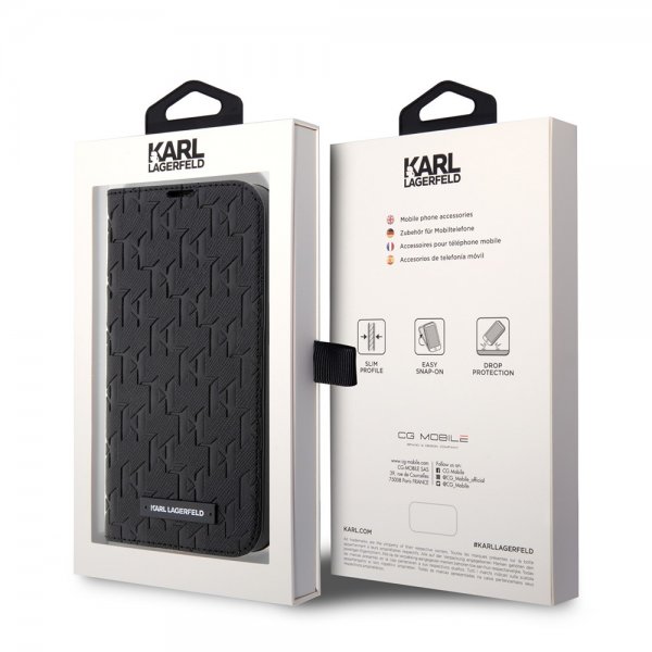 Karl Lagerfeld iPhone 14 Pro Etui Saffiano Monogram Svart