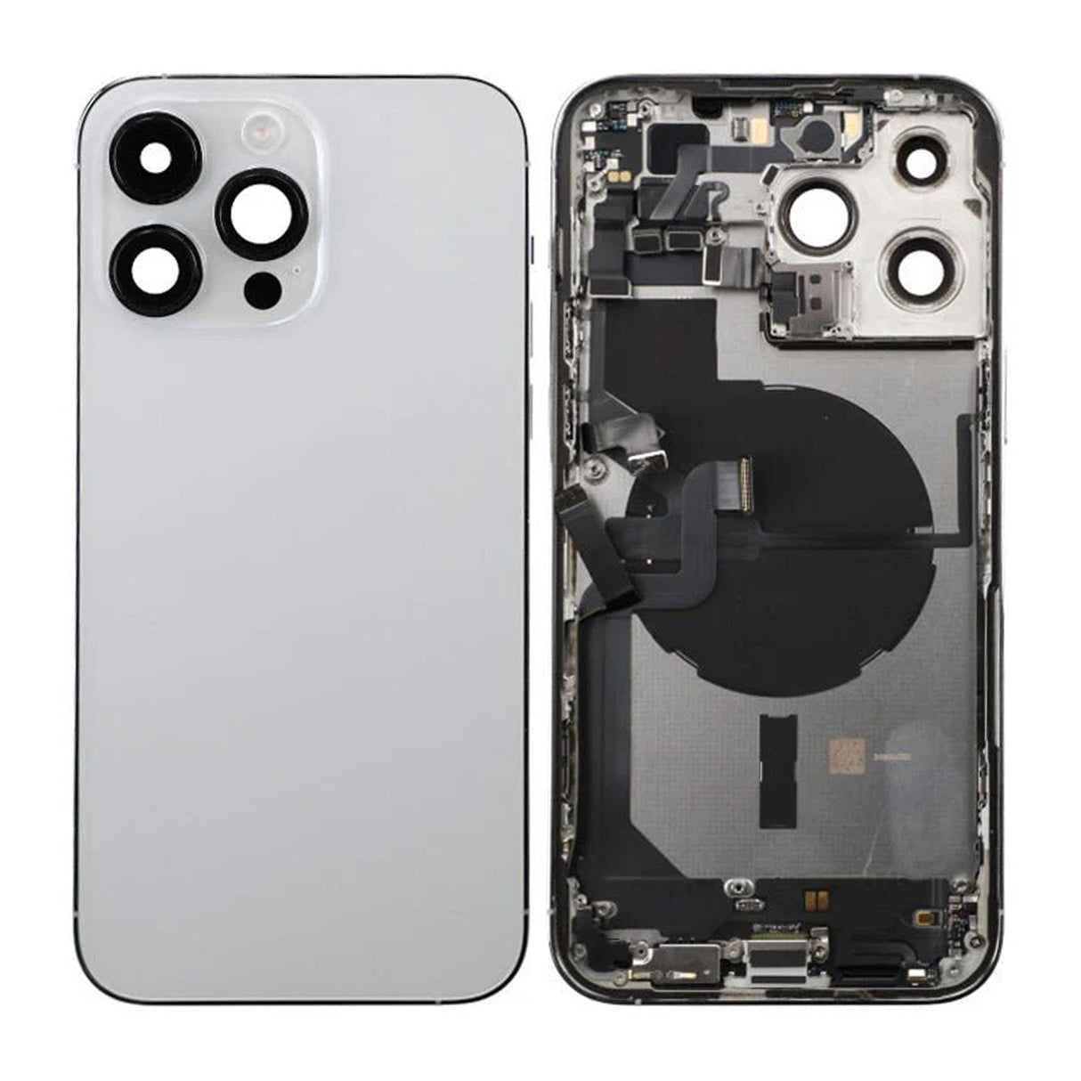 iPhone 14 Pro Max bakside med komplett ramme – Sølv