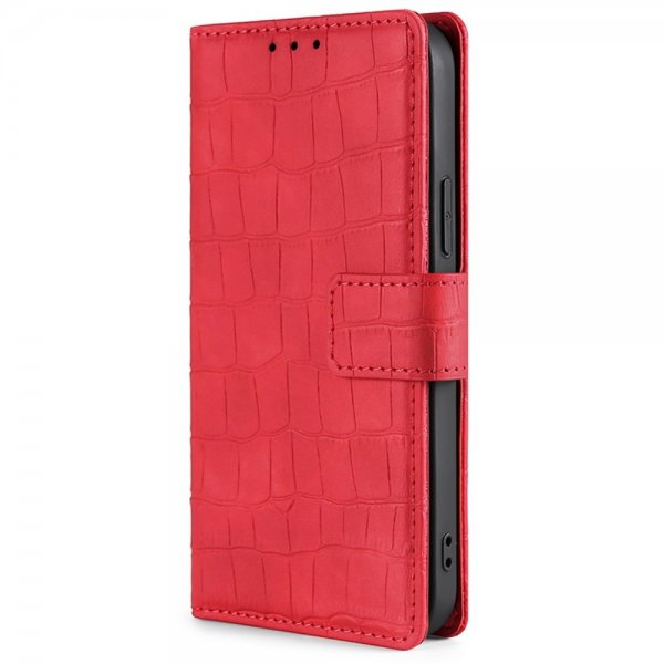 iPhone 14 Pro Max Etui Krokodillemønster Rød