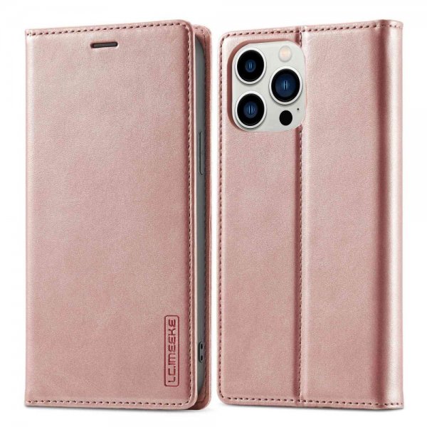 Lc.Imeeke iPhone 14 Pro Max Etui med Kortlomme flipp Rosa