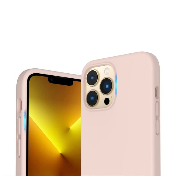 Rvelon iPhone 14 Pro Max Deksel Silikon Sandrosa