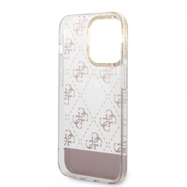 Guess iPhone 14 Pro Max Deksel Bottom Stripe Script Logo Rosa
