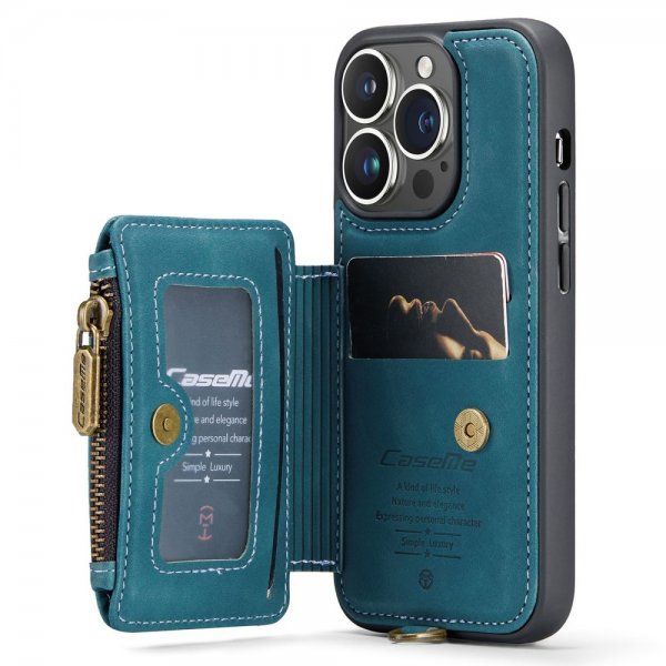 CaseMe iPhone 14 Pro Max Deksel C20 Kortlomme Glidelås Petrol