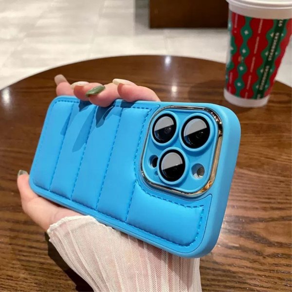 iPhone 14 Pro Max Deksel Down Jacket Design Blå