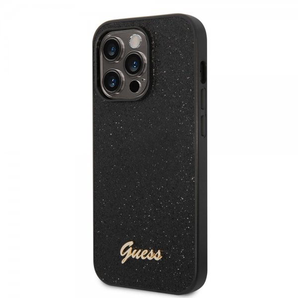 Guess iPhone 14 Pro Max Deksel Glitter Flakes Metal Logo Svart