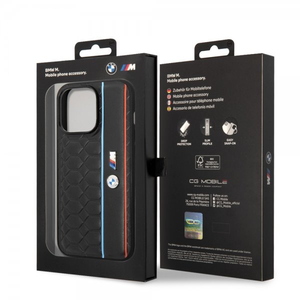 BMW iPhone 14 Pro Max Deksel Hexagonal Pattern Svart
