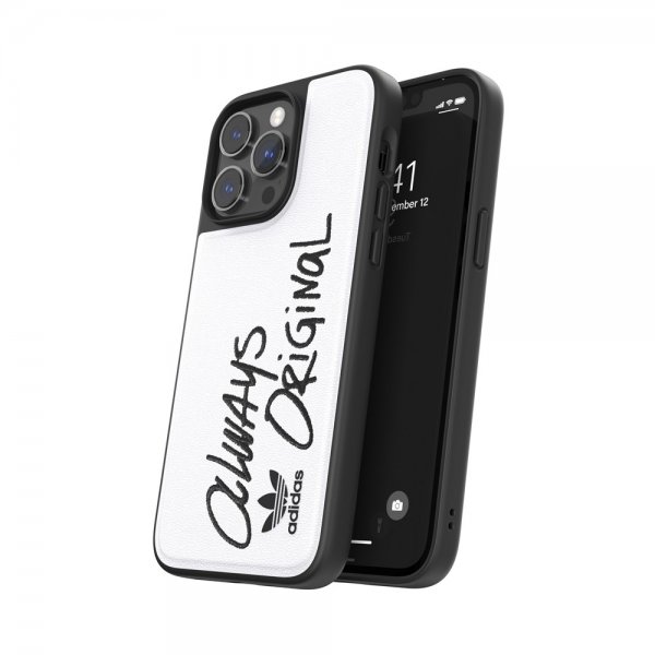 Adidas iPhone 14 Pro Max Deksel Inlay Embroidery Case Hvit Svart