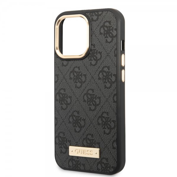 Guess iPhone 14 Pro Max Deksel Metal Plate Logo MagSafe Svart