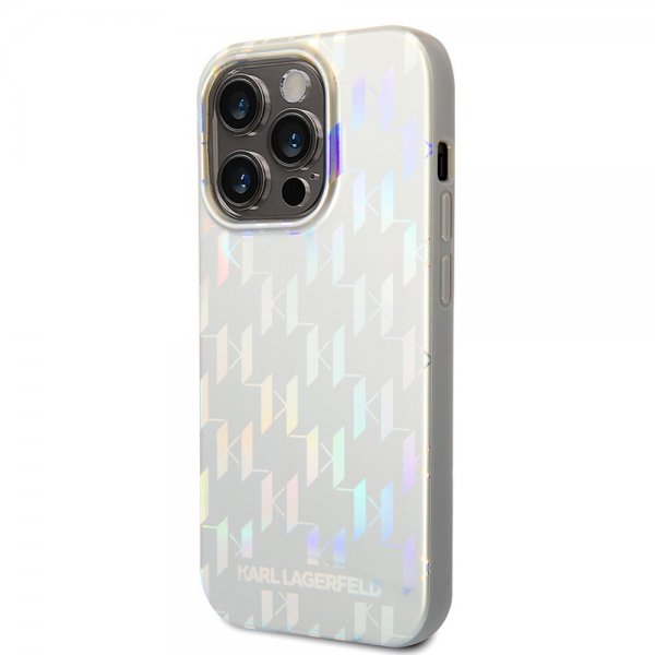 Karl Lagerfeld iPhone 14 Pro Max Deksel Monogram Iridescent Sølv