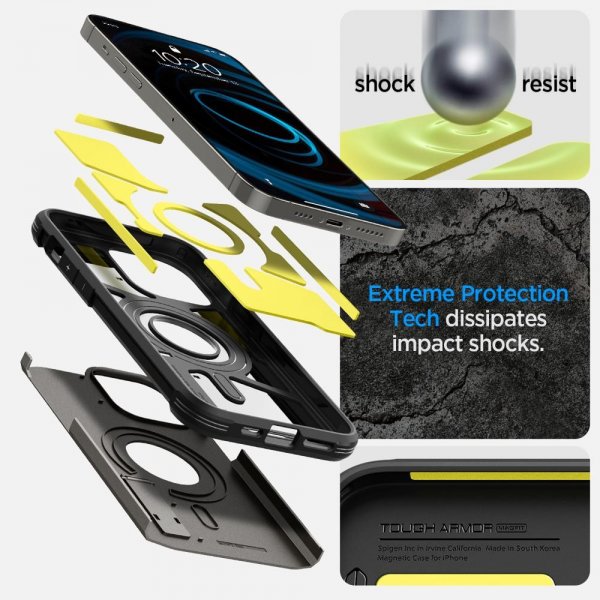 Spigen iPhone 14 Pro Max Deksel Tough Armor MagFit Gunmetal