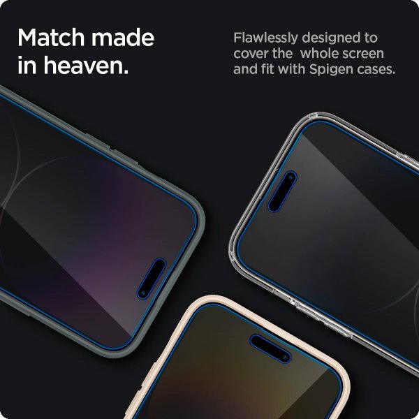 Spigen iPhone 14 Pro Max Skjermbeskytter GLAS.tR EZ Fit Privacy 2-pakning