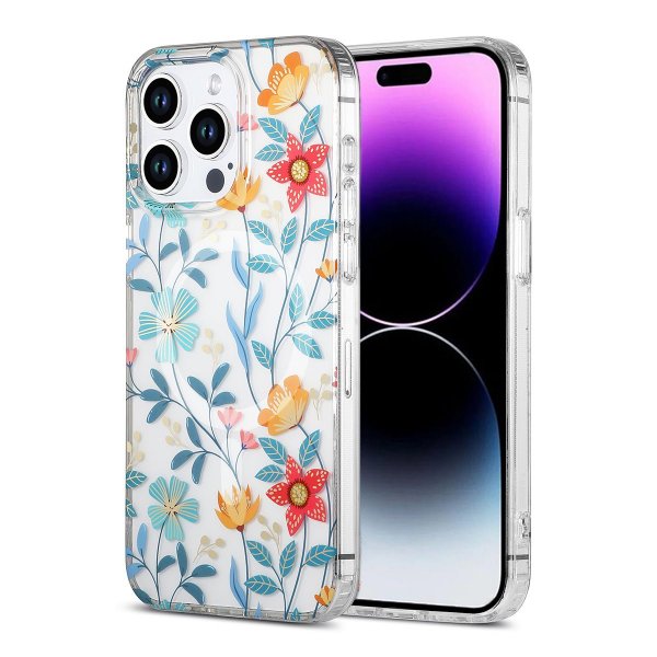 iPhone 14 Pro Deksel Blomstermønster MagSafe Kvister
