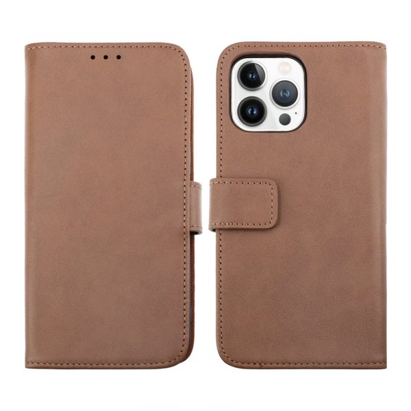 Rvelon iPhone 14 Pro Etui Ekte skinn Kortlommer Brun