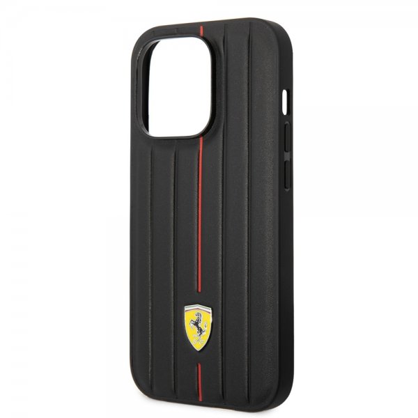 Ferrari iPhone 14 Pro Deksel Embossed Stripes Rød
