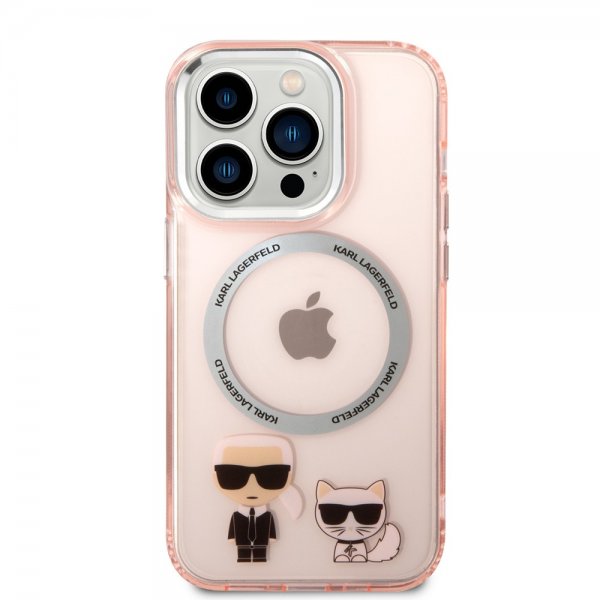 Karl Lagerfeld iPhone 14 Pro Deksel Karl & Choupette MagSafe Rosa