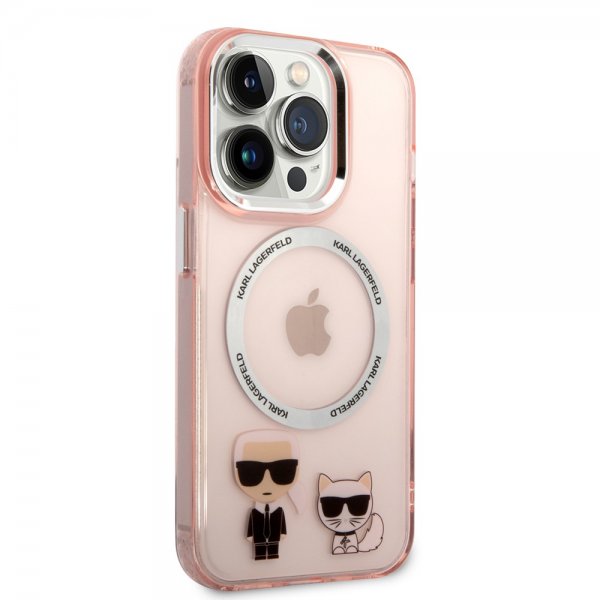 Karl Lagerfeld iPhone 14 Pro Deksel Karl & Choupette MagSafe Rosa