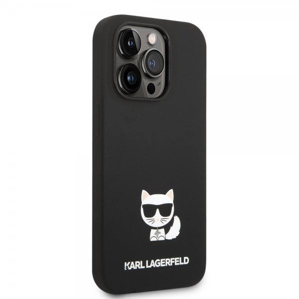 Karl Lagerfeld iPhone 14 Pro Deksel Liquid Silicone Choupette Svart
