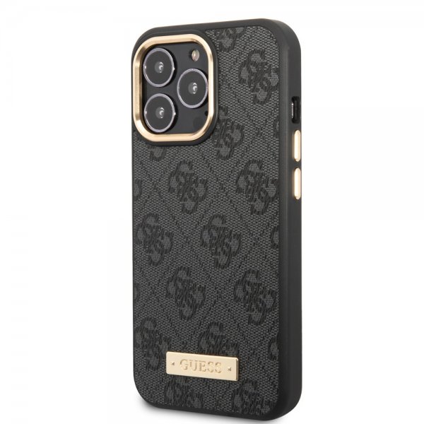 Guess iPhone 14 Pro Deksel Metal Plate Logo MagSafe Svart