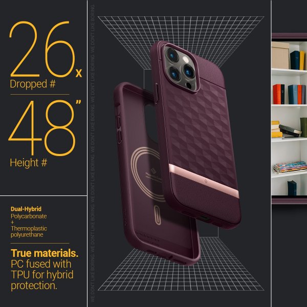 Caseology iPhone 14 Pro Deksel Parallax Mag Burgundy Bean