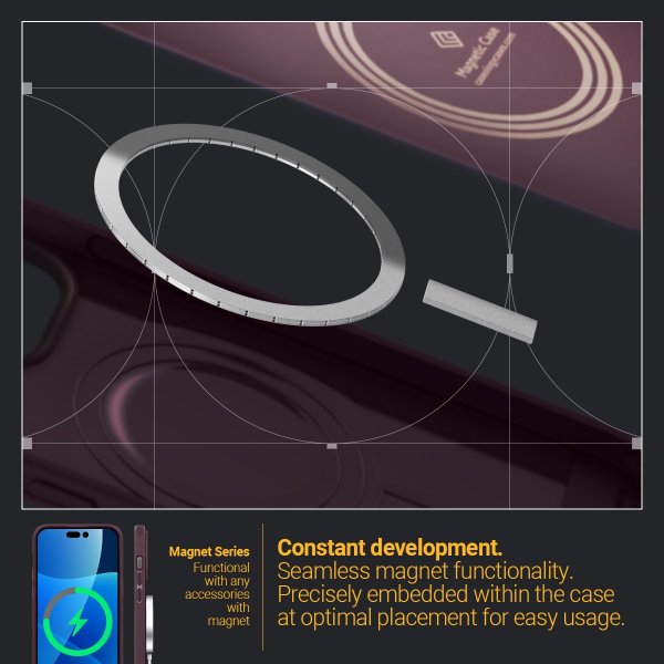 Caseology iPhone 14 Pro Deksel Parallax Mag Burgundy Bean
