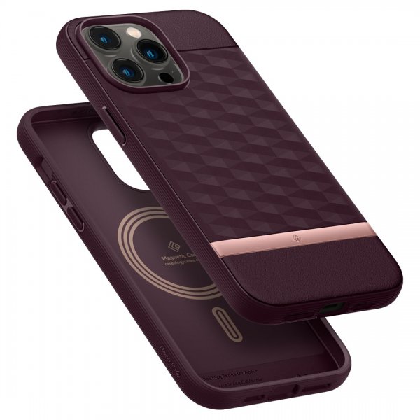 Caseology iPhone 14 Pro Deksel Parallax Mag Burgundy Bean
