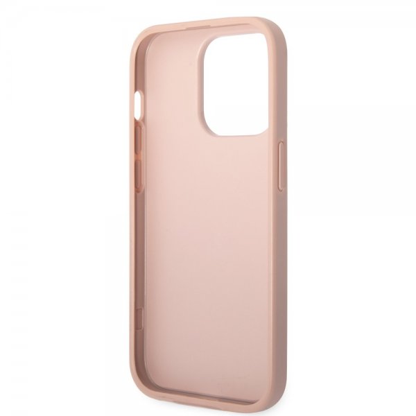 Guess iPhone 14 Pro Deksel Saffiano Metal Logo Stripes Rosa