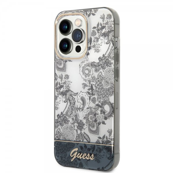 Guess iPhone 14 Pro Deksel Toile de Jouy Grå