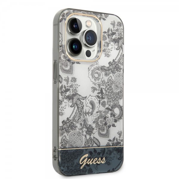 Guess iPhone 14 Pro Deksel Toile de Jouy Grå