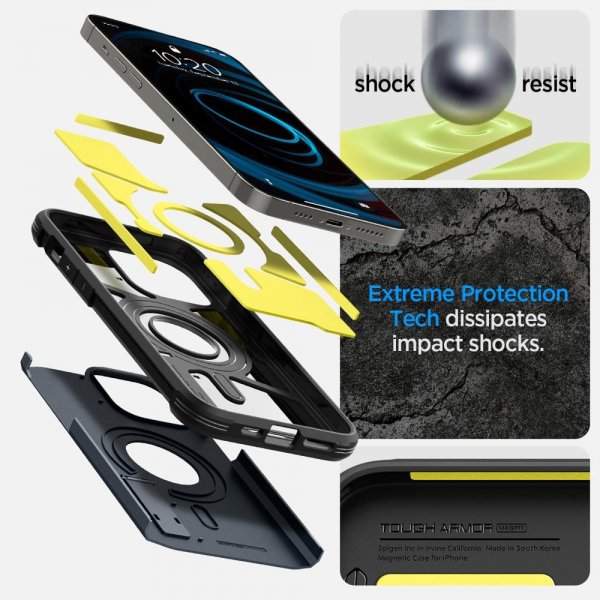 Spigen iPhone 14 Pro Deksel Tough Armor MagFit Metal Slate