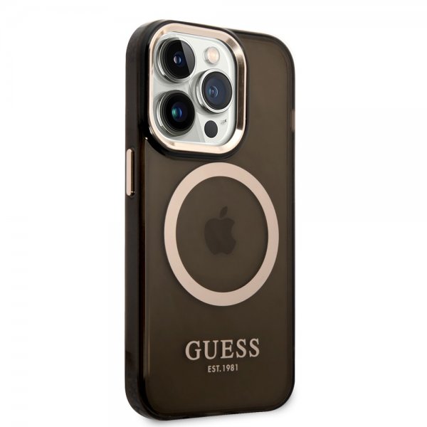 Guess iPhone 14 Pro Deksel Translucent MagSafe Svart