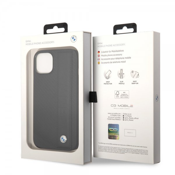 BMW iPhone 14 Deksel Big Logo Stripe Svart