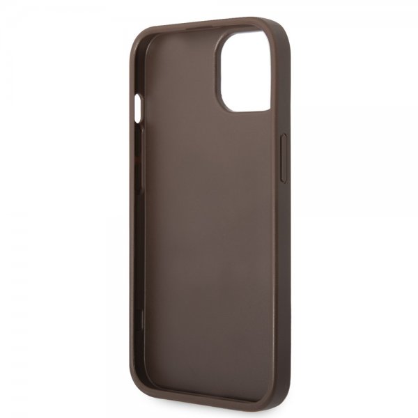 Guess iPhone 14 Deksel Bottom Stripe Metal Logo Brun