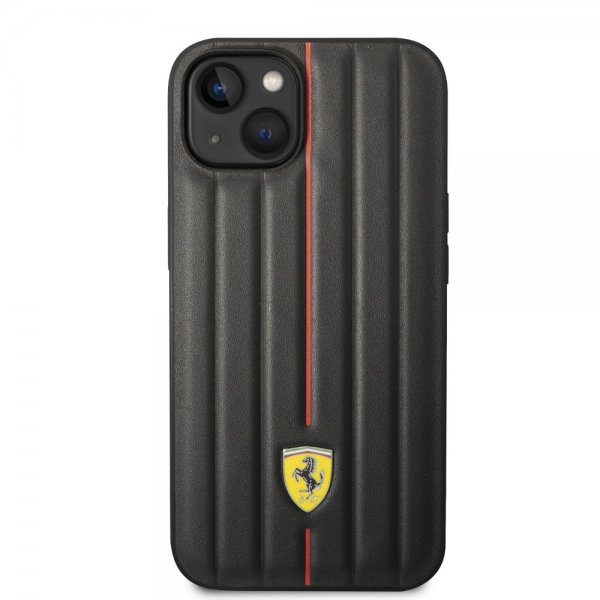 Ferrari iPhone 14 Deksel Embossed Stripes Rød