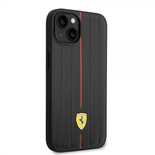 Ferrari iPhone 14 Deksel Embossed Stripes Rød