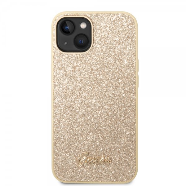 Guess iPhone 14 Deksel Glitter Flakes Metal Logo Gull