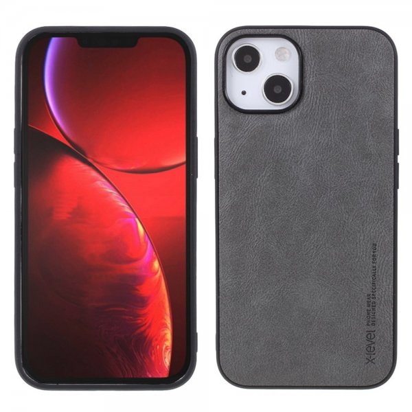 X-Level iPhone 14 Deksel Skinntekstur Grå