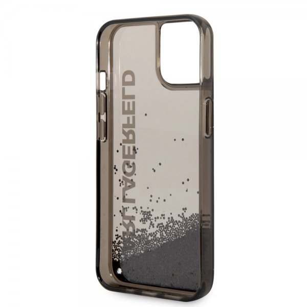Karl Lagerfeld iPhone 14 Deksel Liquid Glitter Translucent Svart
