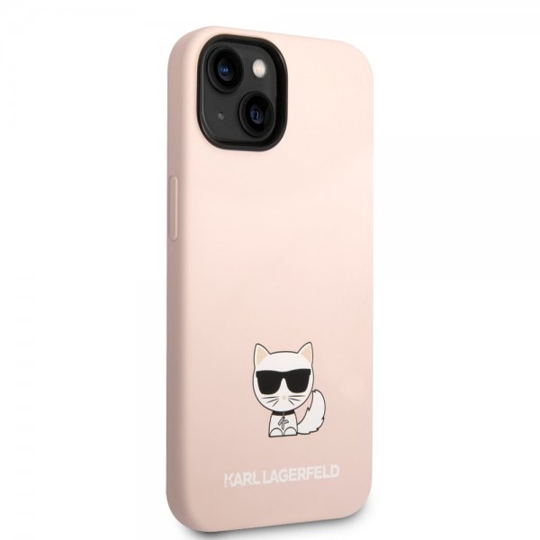 Karl Lagerfeld iPhone 14 Deksel Liquid Silicone Choupette Rosa