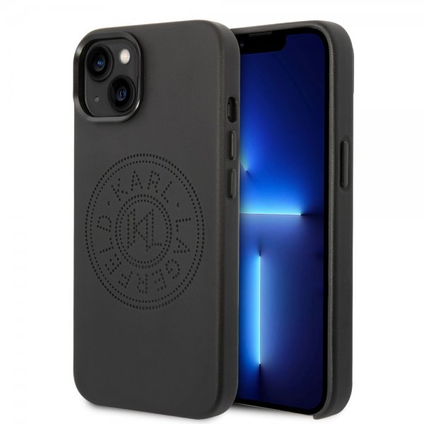 Karl Lagerfeld iPhone 14 Deksel Logo Perforert Svart