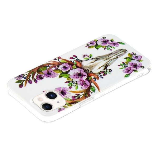 iPhone 14 Deksel Motiv Blomster Og Hjort