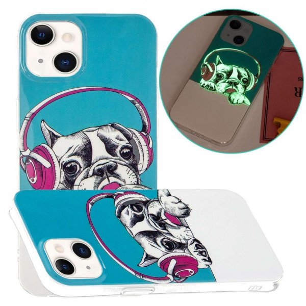 iPhone 14 Deksel Motiv Hund med Hodetelefoner