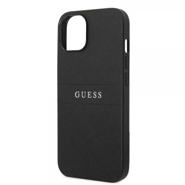 Guess iPhone 14 Deksel Saffiano Metal Logo Stripes Svart