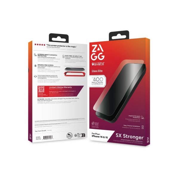 Zagg InvisibleShield iPhone 15/iPhone 16 Skjermbeskytter Glass Elite