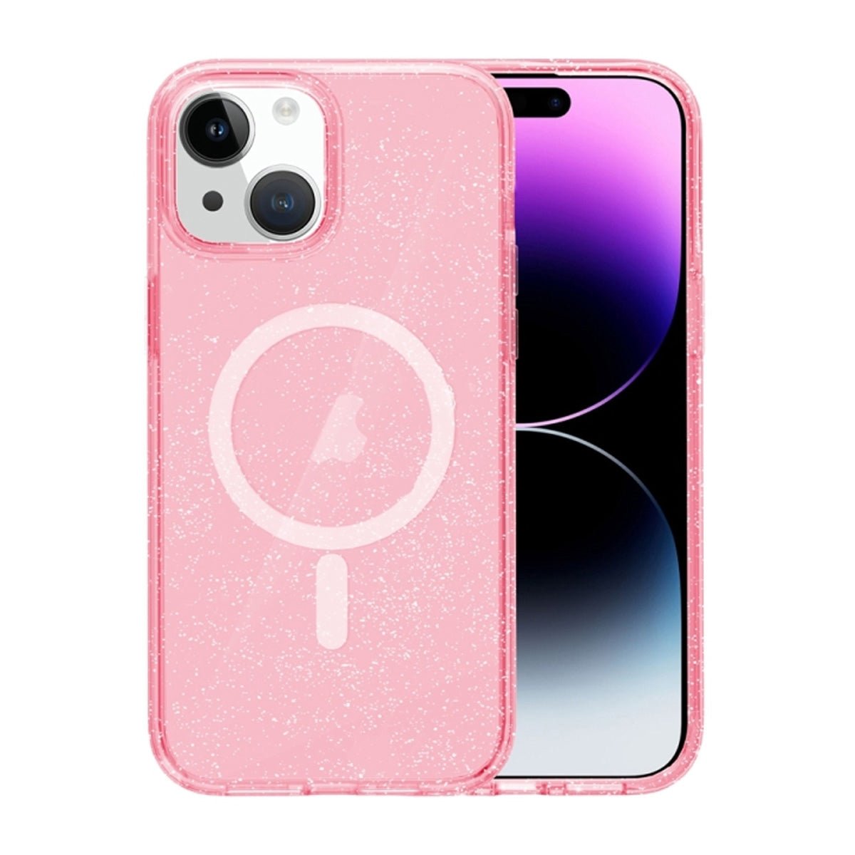 iPhone 15 Deksel med glitter MagSafe Rosa